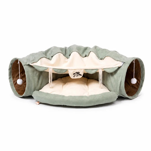 Tunnel de Jeu avec Coussin pour Chat - CoussiCat™ Pour toi Mon chat