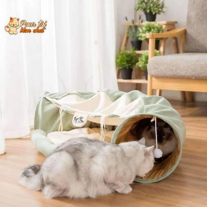 Tunnel de Jeu avec Coussin pour Chat - CoussiCat™ Pour toi Mon chat
