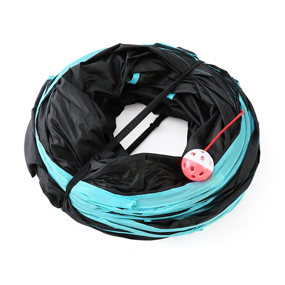 Tunnel de jeu pliable bleu et noir en forme d'étoile à cinq entrées pour chat Pour toi Mon chat