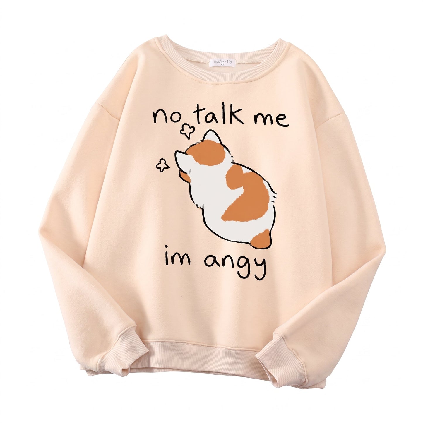Sweat-shirt à manches longues imprimé chat Angy pour femme Pour toi Mon chat