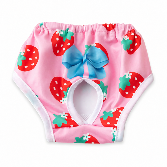Couche pour Chat avec des Fraises Imprimées et un Nœud Papillon Pour toi Mon chat