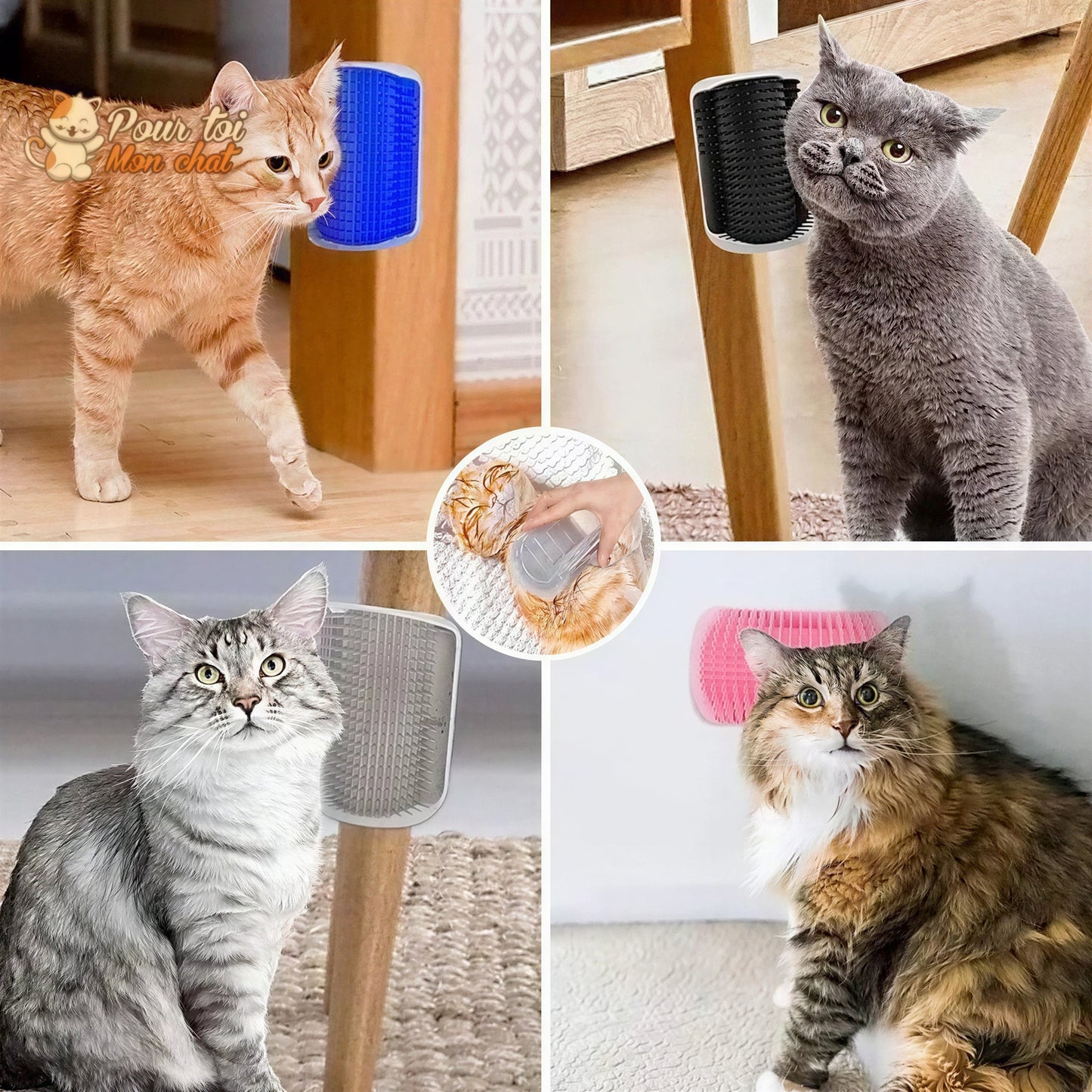 Brosse d’angle, auto-massage pour chats Pour toi Mon chat