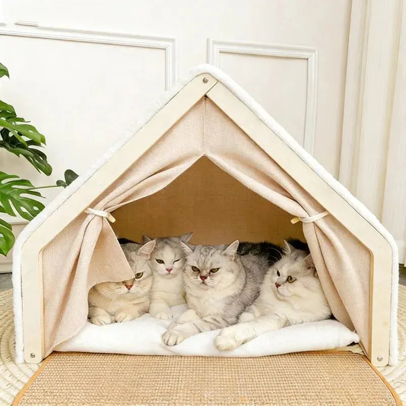 Warm Cat Nest Villa Semi-Enclosed Shell Cat House with Sleeping Bag Scratching Board Sisal Material No Scraps Drop Pour toi Mon chat