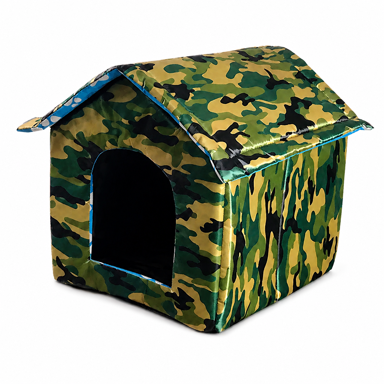 Cabane pour Chat Extérieur Style Maison avec Imprimé Camouflage - vue 1