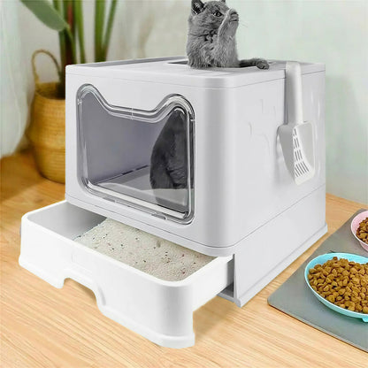 Bac à litière pour chat avec couvercle pliable Pour toi Mon chat