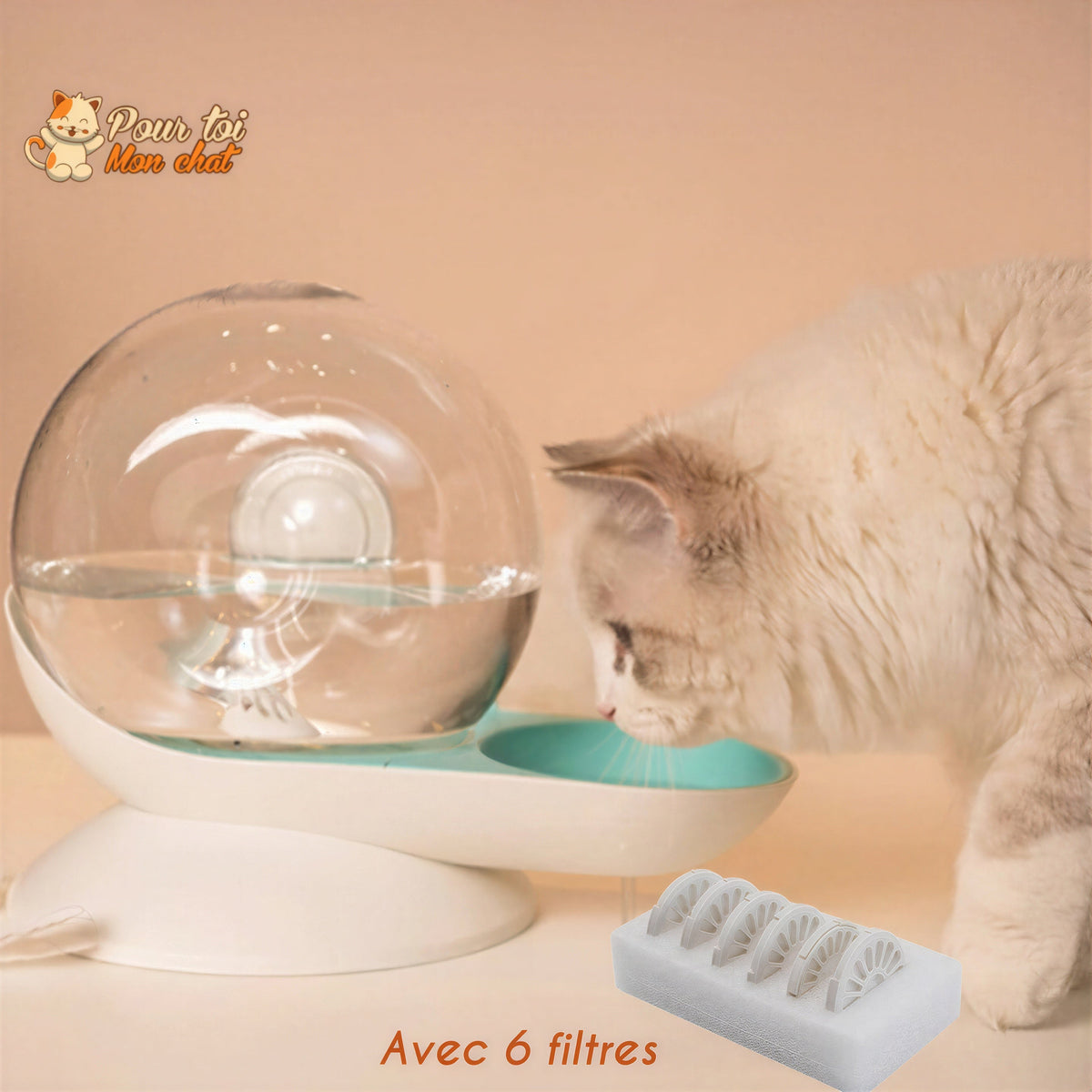 Fontaine à Eau Chat Sans Electricité - Escarg'eau™ Pour toi Mon chat