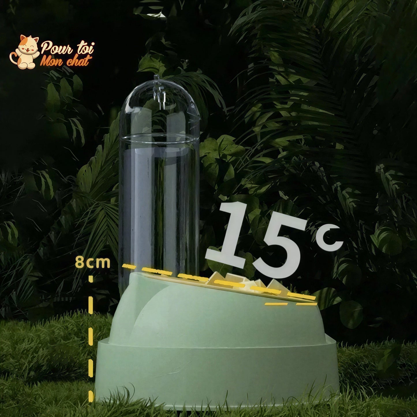 Fontaine à eau et bols à croquettes et friandises pour chat - Perfect Trio Pour toi Mon chat