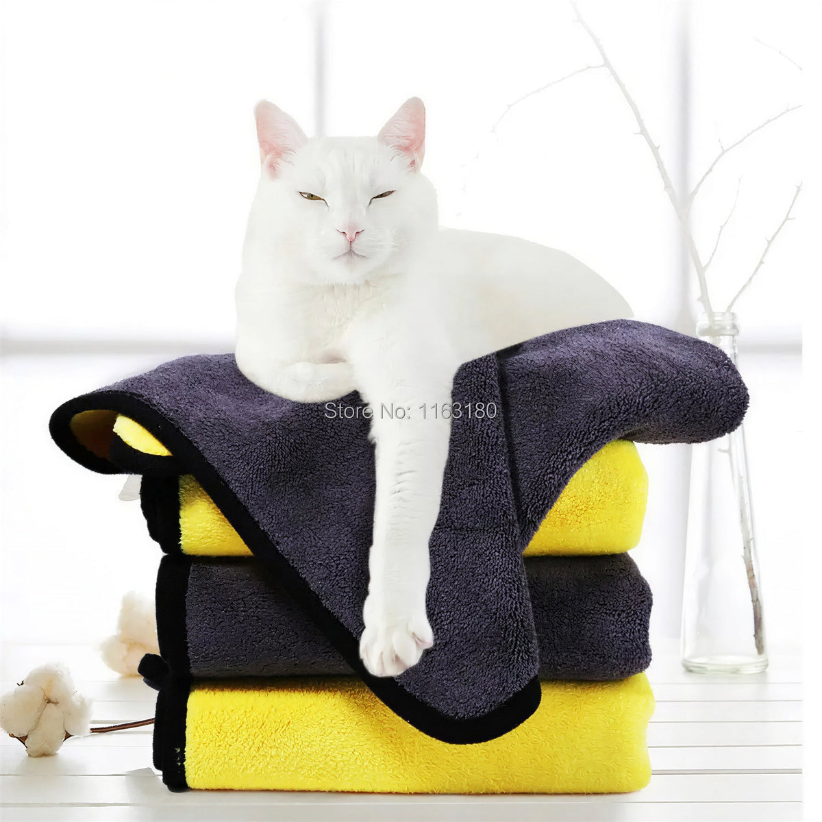 Lot de douze serviettes de bain absorbantes pour chat Pour toi Mon chat