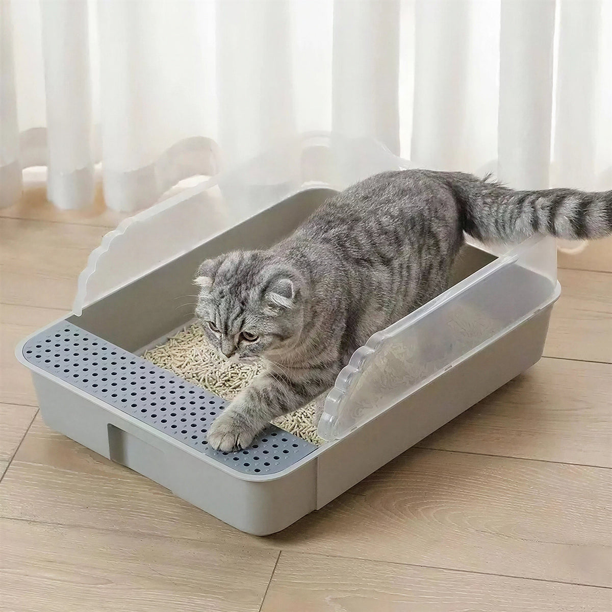 Litière pour chat de grande taille semi-fermée Pour toi Mon chat