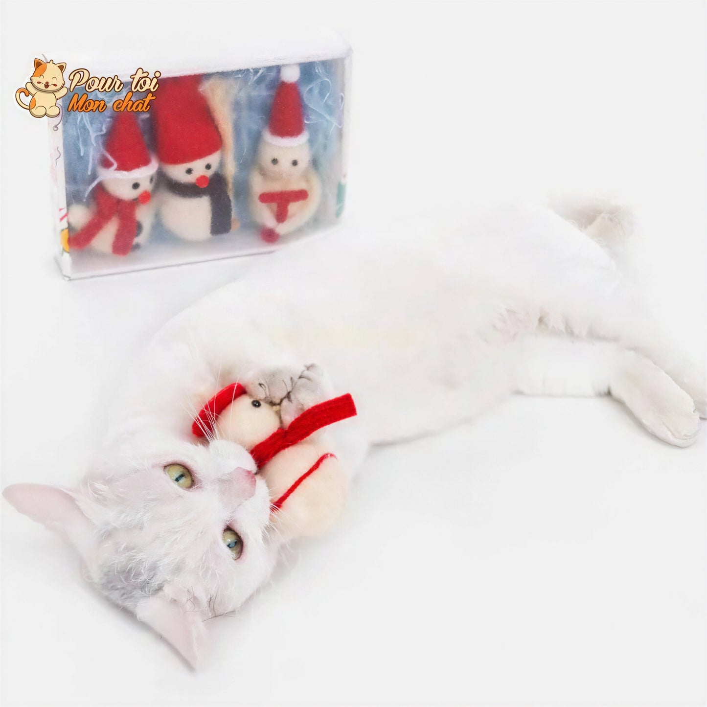 Noël Jouets, boule culbuto en feutre de laine, décors de Noël, Bonhomme de neige - Pour Chat - CulbutoNeigeChat™ Pour toi Mon chat