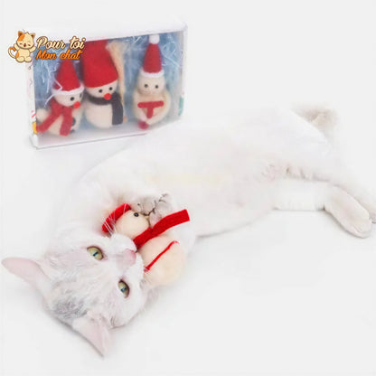 Noël Jouets, boule culbuto en feutre de laine, décors de Noël, Bonhomme de neige - Pour Chat - CulbutoNeigeChat™ Pour toi Mon chat