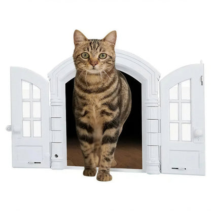 Chatière en Forme de Double Porte Vitrée Pour toi Mon chat