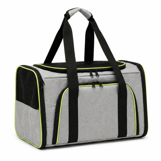 Sac de transport pliable et respirant vert et gris pour chat Pour toi Mon chat