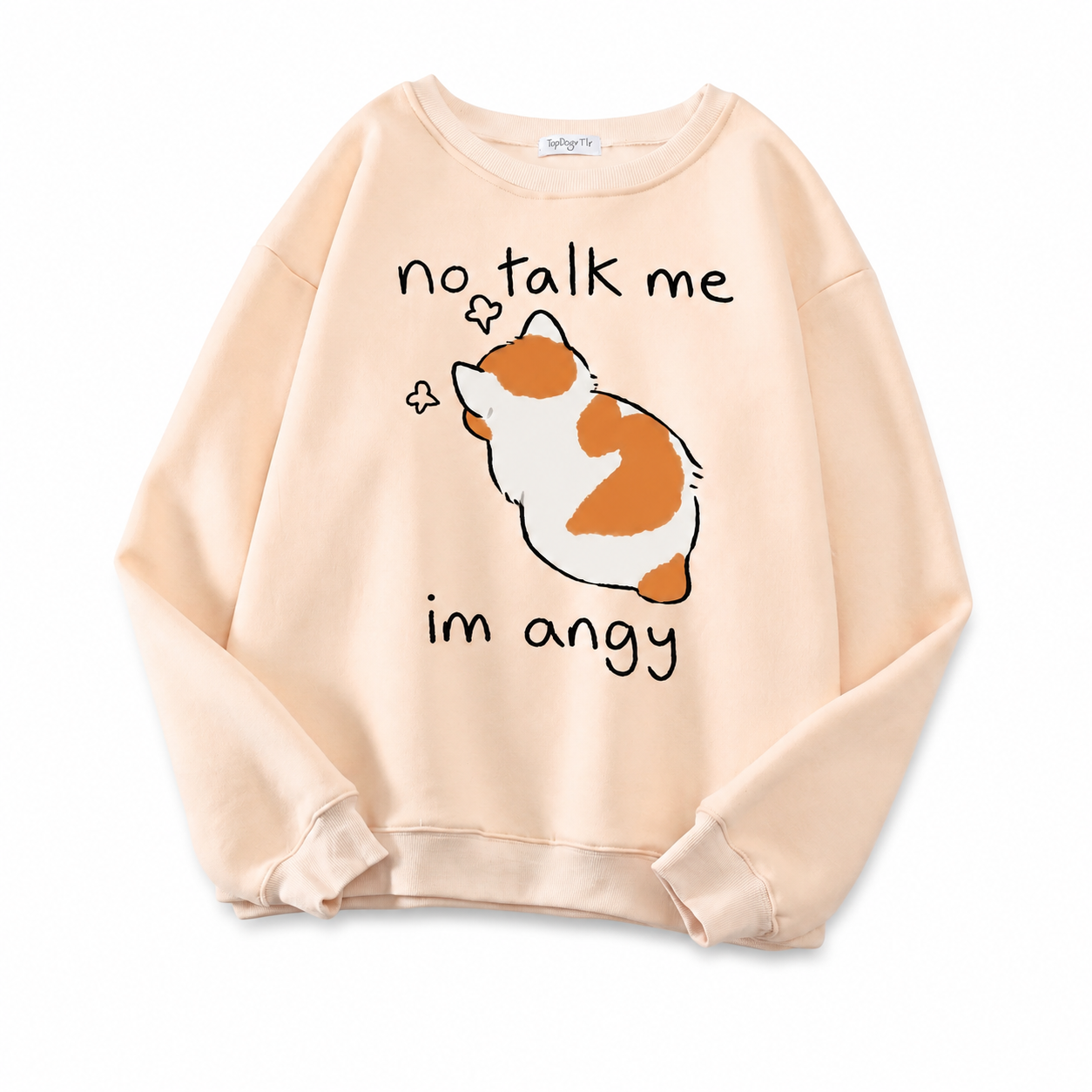 Sweat-shirt à manches longues imprimé chat Angy pour femme Pour toi Mon chat