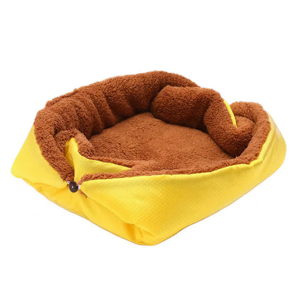 Lit long en peluche pour chat - Jaune