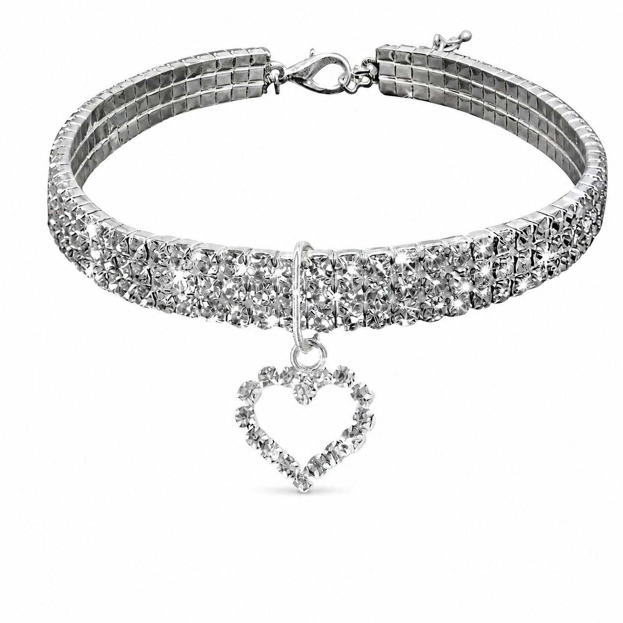 Collier étincelant en strass pour chat avec un cœur Pour toi Mon chat