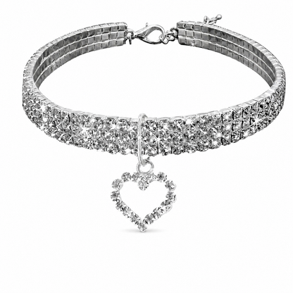 Collier étincelant en strass pour chat avec un cœur Pour toi Mon chat