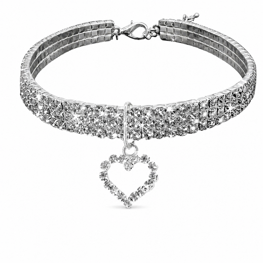 Collier étincelant en strass pour chat avec un cœur Pour toi Mon chat