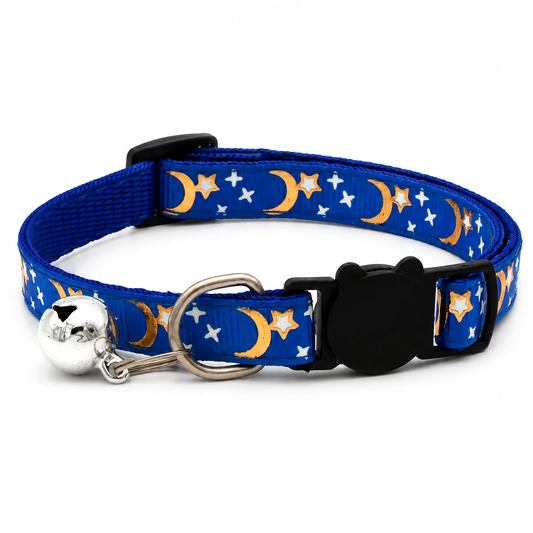 Collier Chat Anti Étranglement avec Motifs de Lunes et d'Étoiles Pour toi Mon chat