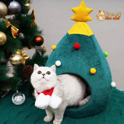 Noël - Niche, lit en forme de Sapin de Noël - MonBeauChatPin™ Pour toi Mon chat