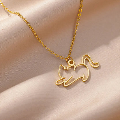 Collier pendentif chat creux pour femme Pour toi Mon chat
