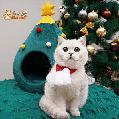 Noël - Niche, lit en forme de Sapin de Noël - MonBeauChatPin™ Pour toi Mon chat
