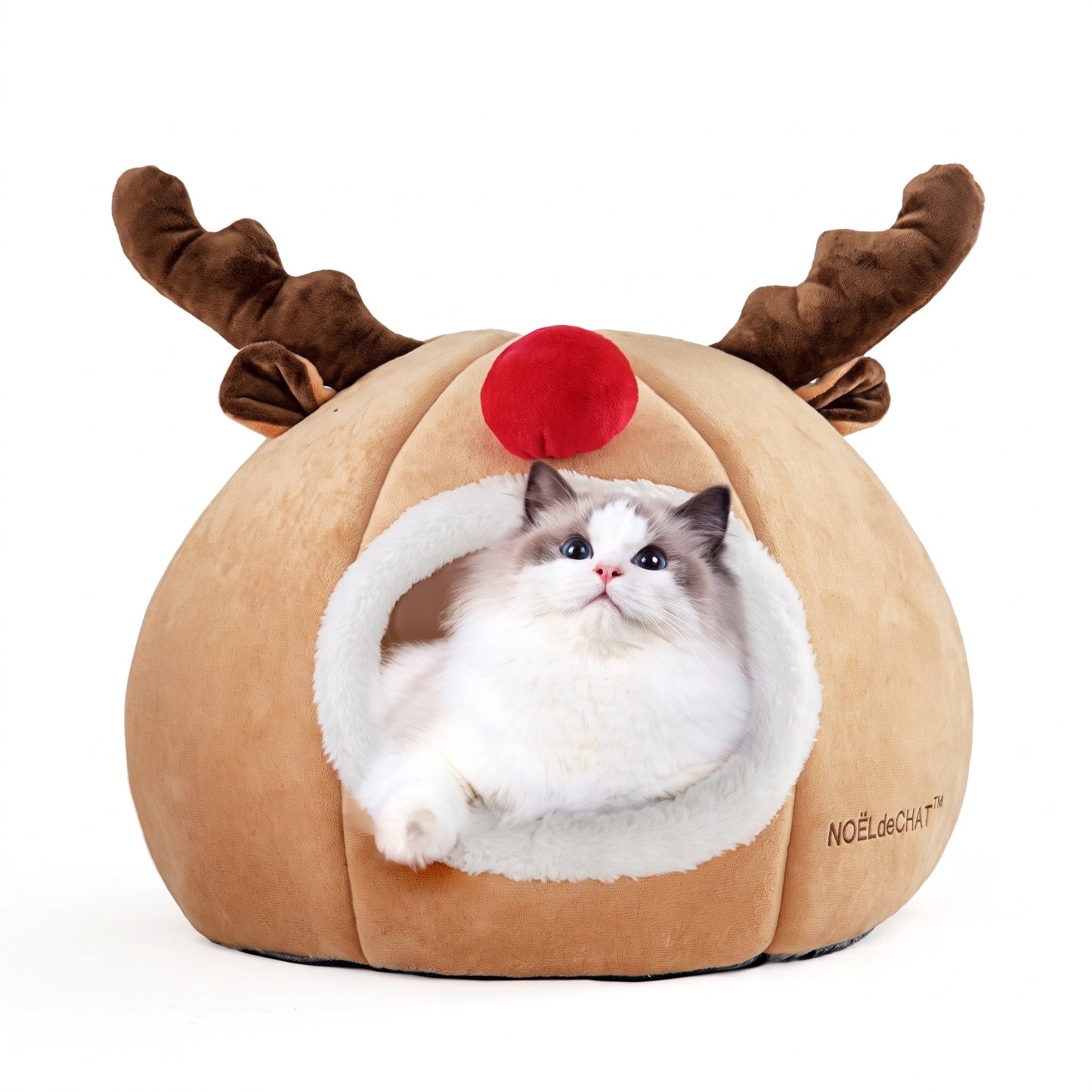 Noël Lit et Coussins en forme de Renne, Citrouille, Botte et Sapin de Noël - pour Chat - NOËLdeCHAT™ Pour toi Mon chat