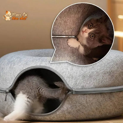 PANIER DE MAISON EN FEUTRE NATUREL POUR CHAT - DONUT4CAT™ Pour toi Mon chat