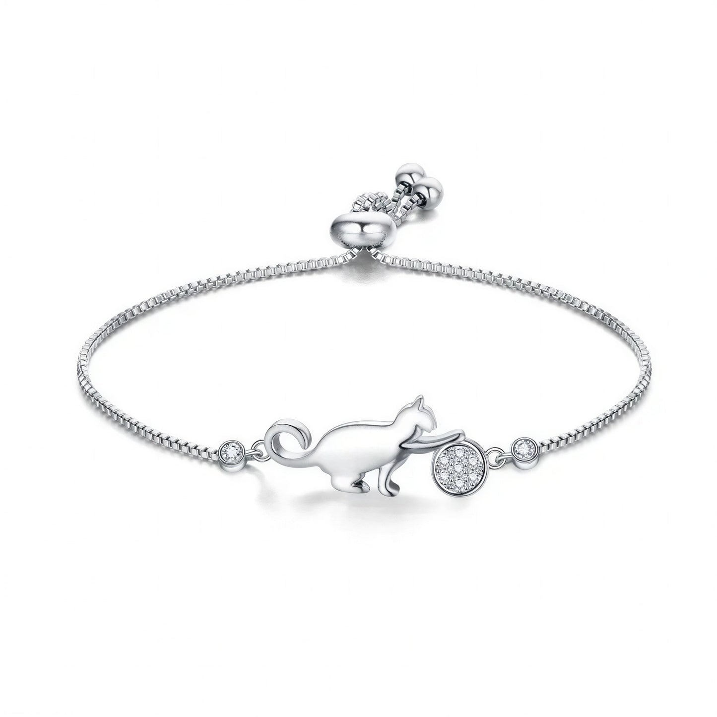 Bracelet de chat ajustable en argent Pour toi Mon chat