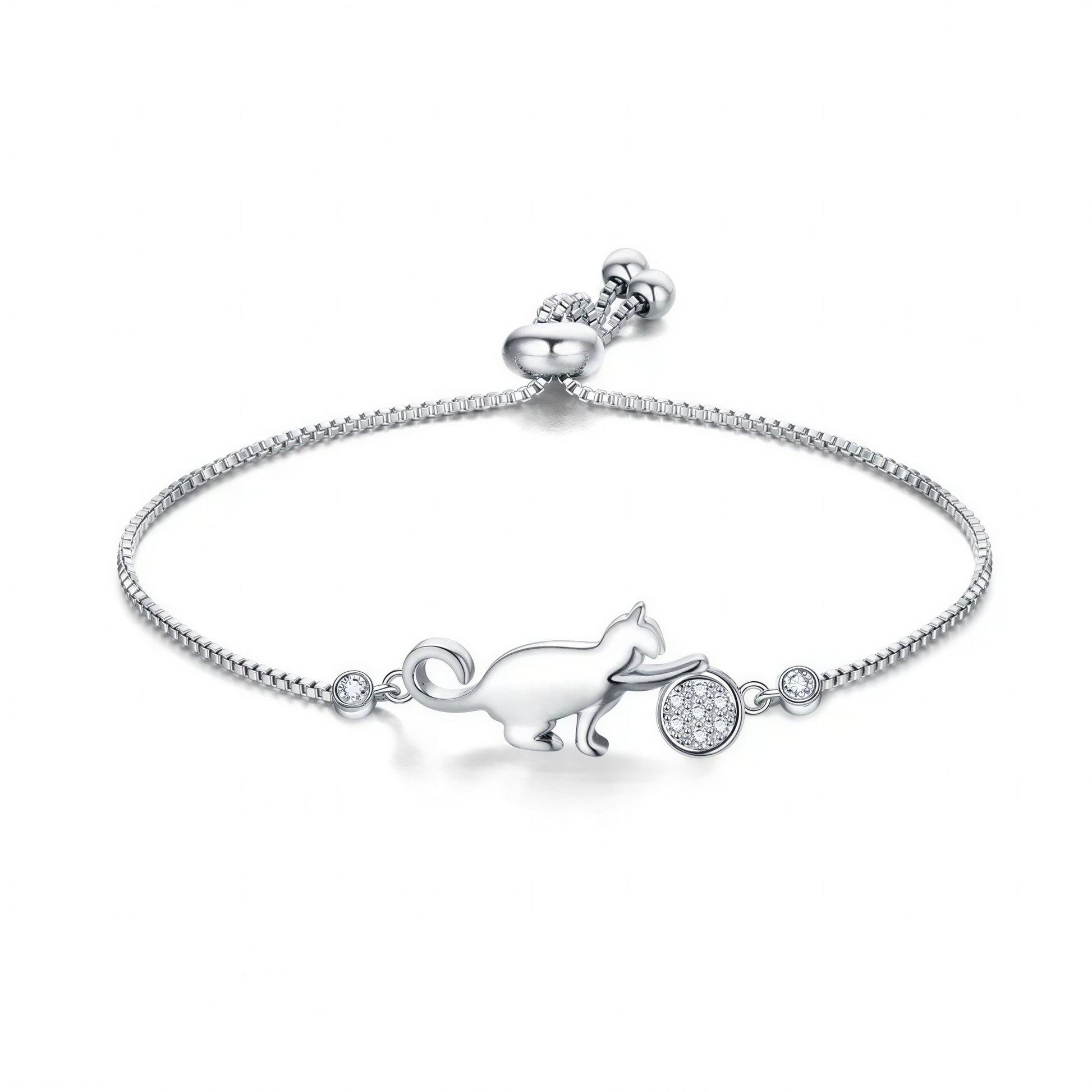 Bracelet de chat ajustable en argent Pour toi Mon chat
