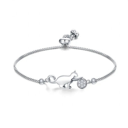 Bracelet de chat ajustable en argent Pour toi Mon chat
