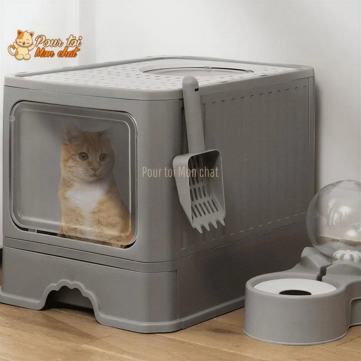 Bac à Litière Élégant et Hygiénique pour chat – LittyKitty4™ Pour toi Mon chat