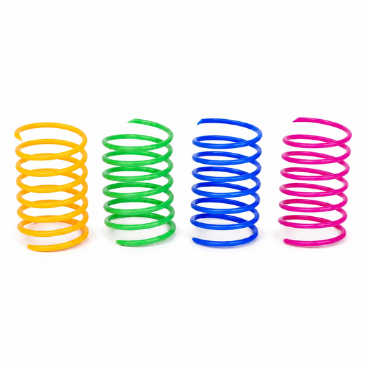 Ensemble de quatre ressorts hélicoïdaux colorés pour chats - vue 1