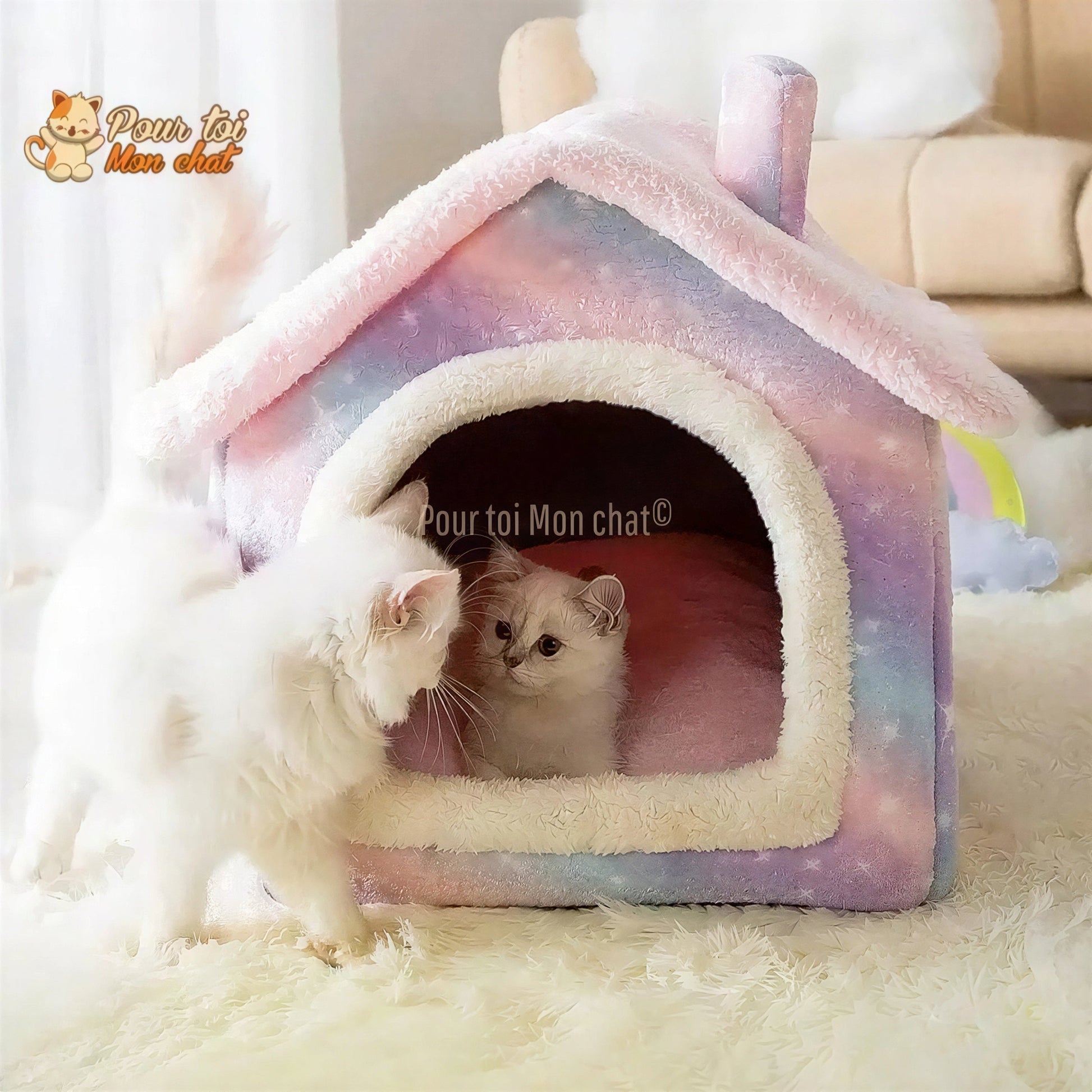 PETITE MAISON EN PELUCHE POUR CHAT – TOITpourCHAT™ Pour toi Mon chat