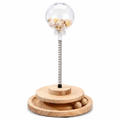 Jouet interactif pour l'alimentation pour chat avec socle en bois Pour toi Mon chat