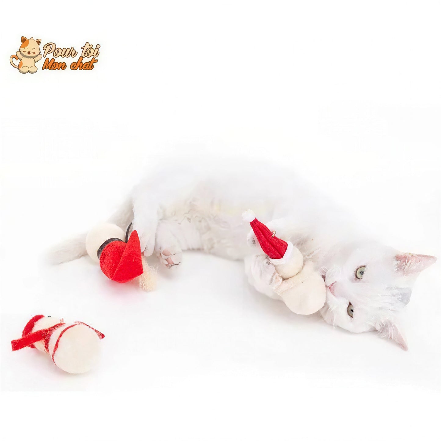 Noël Jouets, boule culbuto en feutre de laine, décors de Noël, Bonhomme de neige - Pour Chat - CulbutoNeigeChat™ Pour toi Mon chat