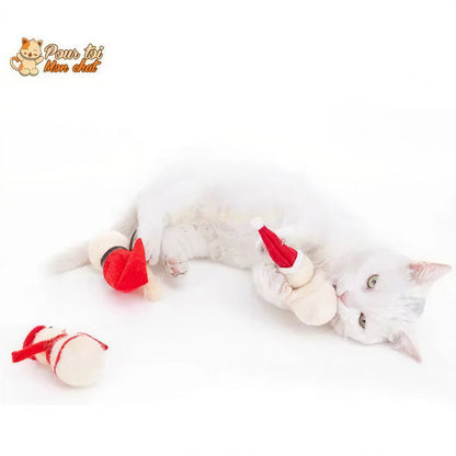 Noël Jouets, boule culbuto en feutre de laine, décors de Noël, Bonhomme de neige - Pour Chat - CulbutoNeigeChat™ Pour toi Mon chat