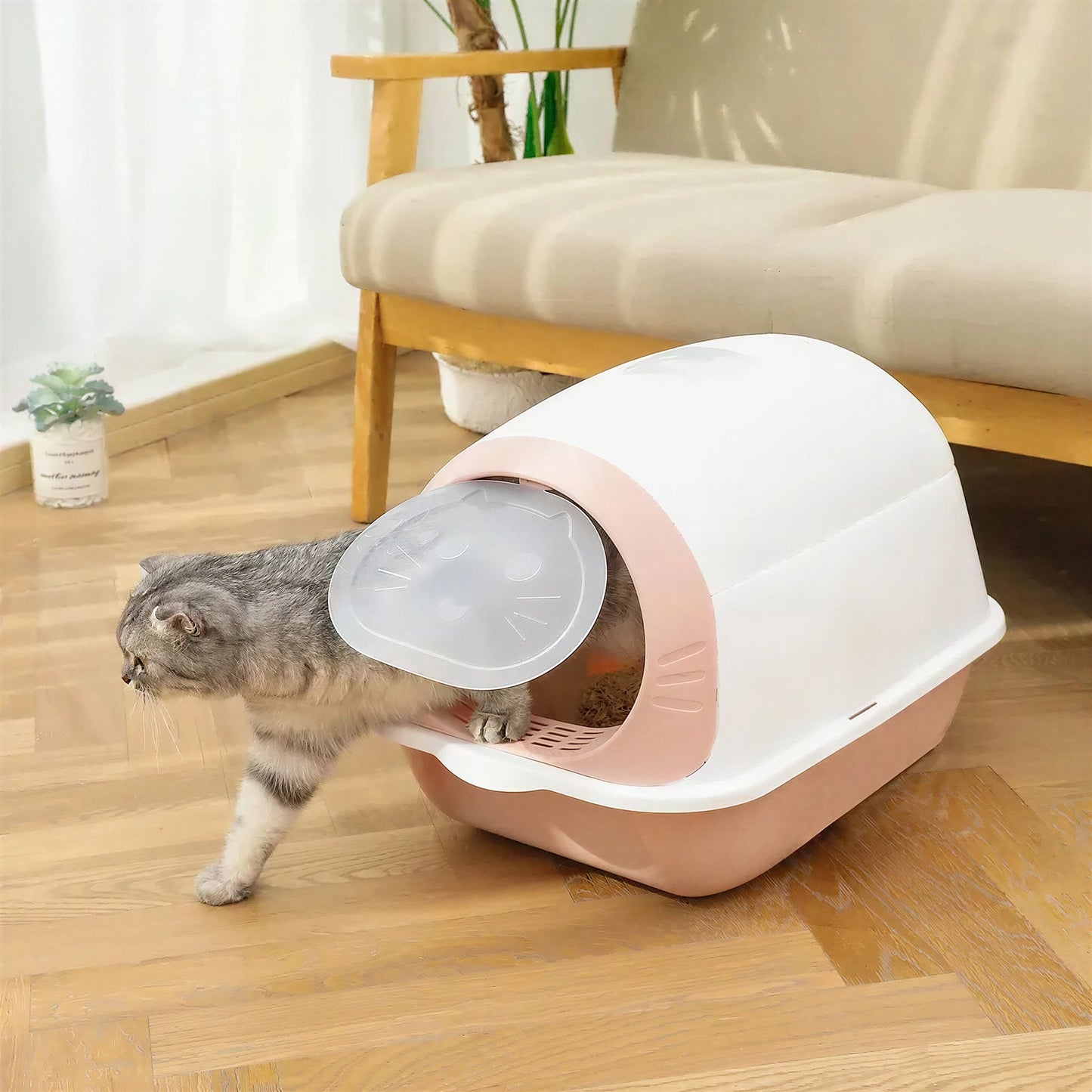 Litière Chaton Entièrement Fermée avec Porte Battante Pour toi Mon chat