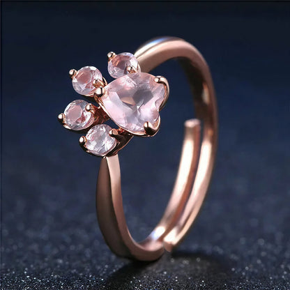 Bague Chat avec Pierres en Forme de Patte Pour toi Mon chat