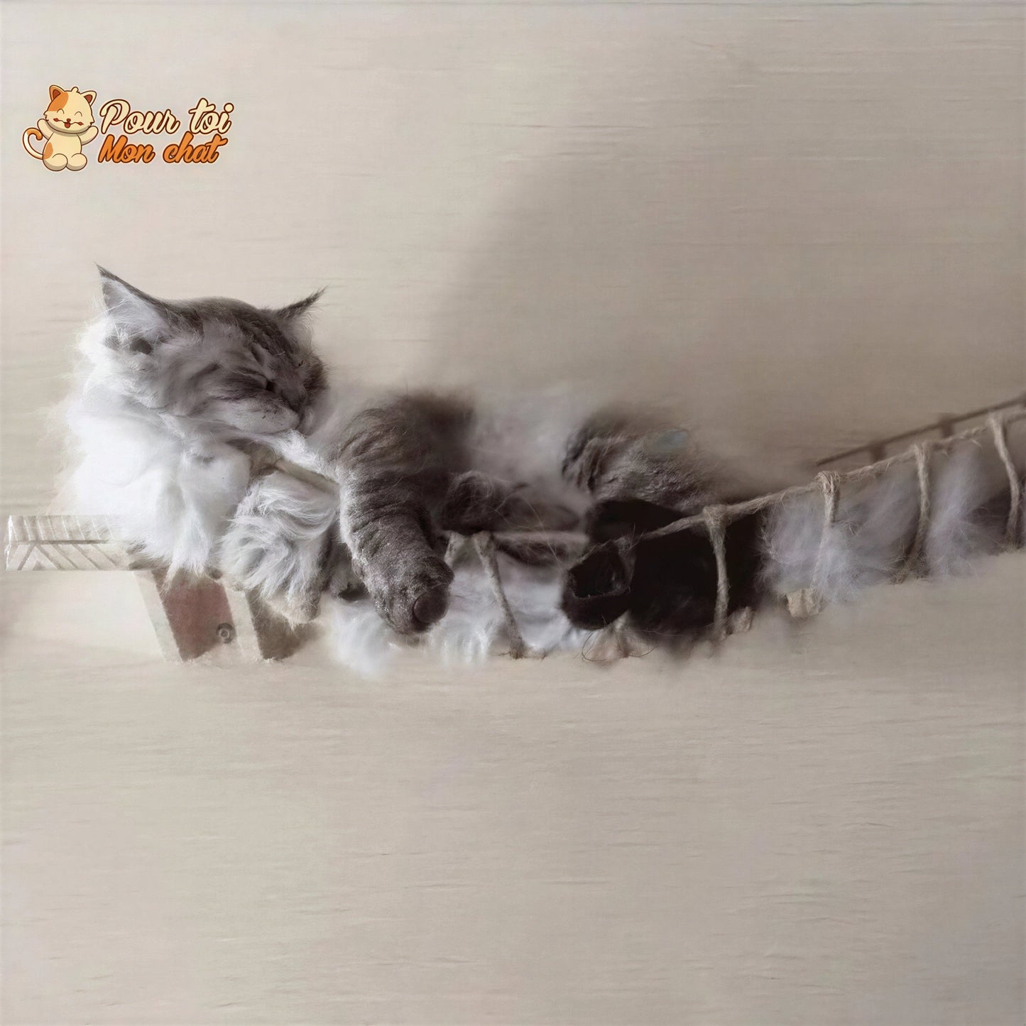 Arbre à chat en forme de pont en bois suspendu Pour toi Mon chat