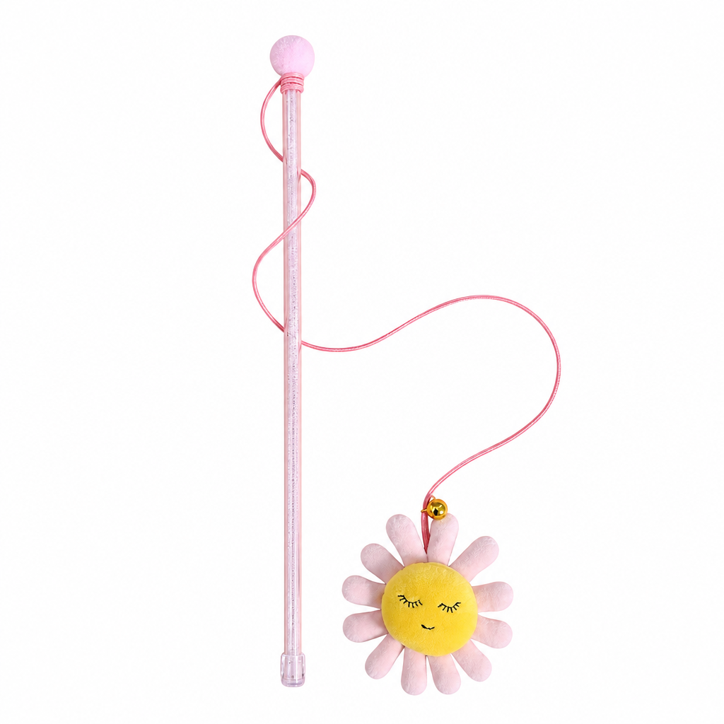 Tige de jeu avec pendentif en peluche et cloche pour chat - Violet