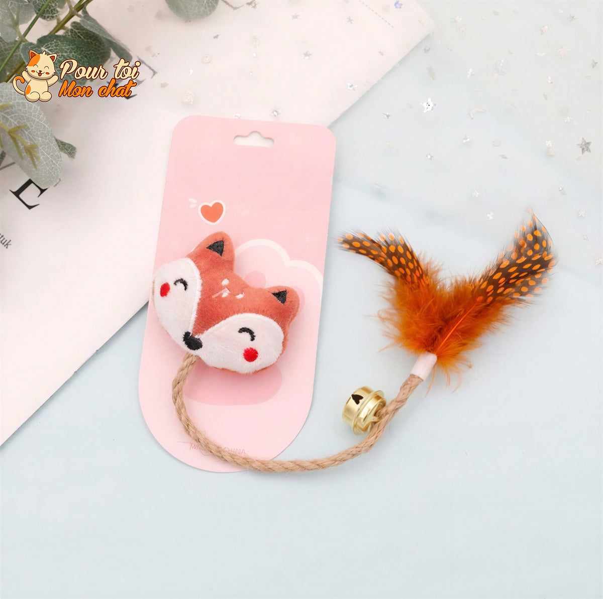 Jouet cloche en plumes pour chats Pour toi Mon chat