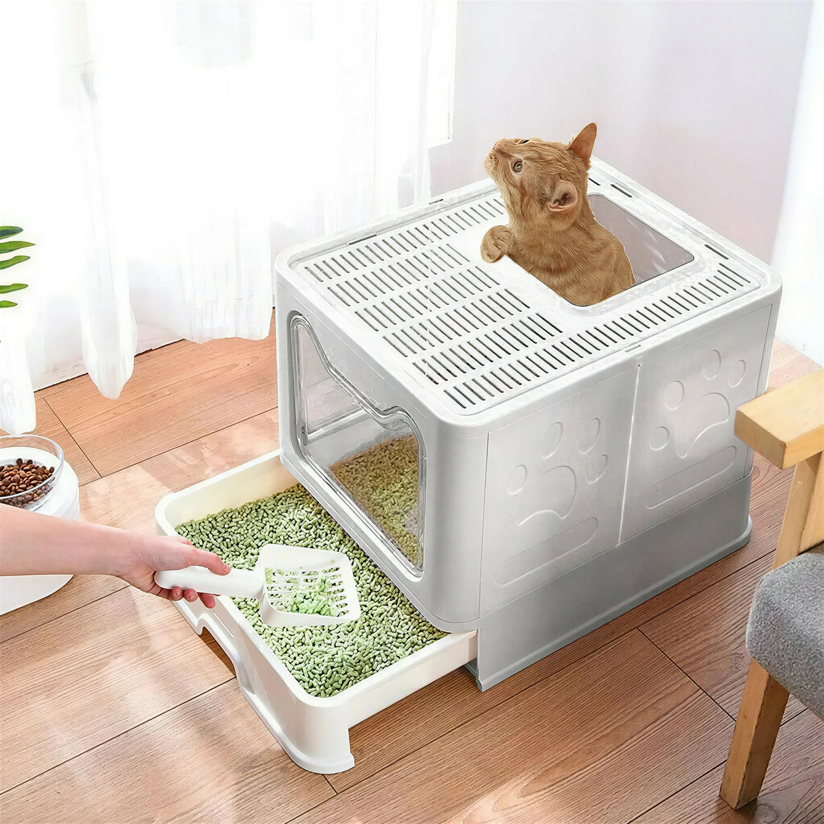 Bac à litière pour chat avec couvercle pliable Pour toi Mon chat