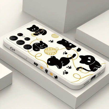 Coque de téléphone à enroulement avec design de chat pour Samsung Galaxy S23 Pour toi Mon chat
