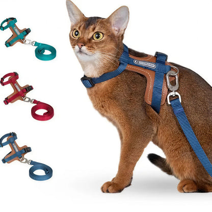 Harnais Chat Anti Fugue Léger et Réglable en Nylon et Cuir Pour toi Mon chat