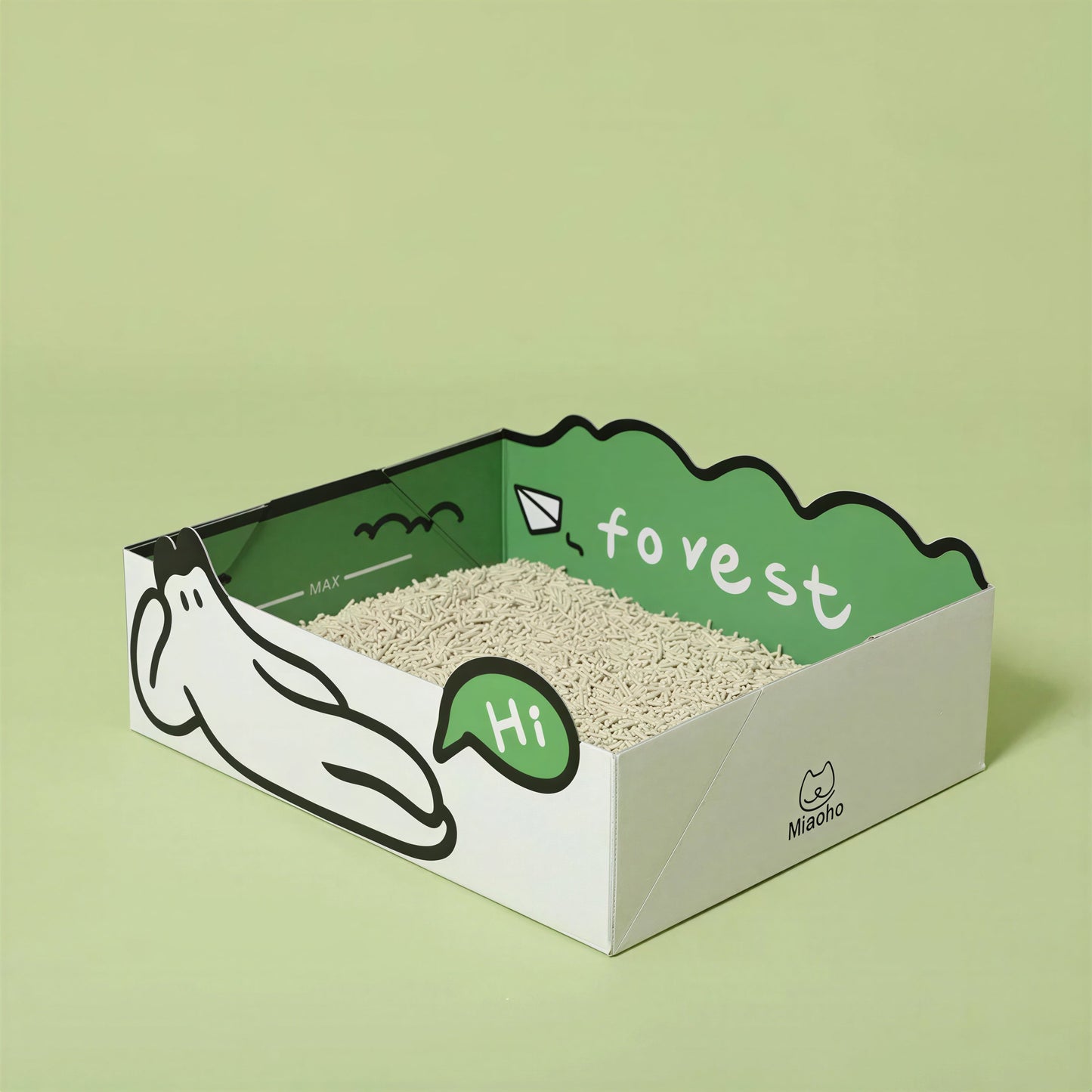 Bac à litière semi-fermé en papier ondulé pour chat Pour toi Mon chat
