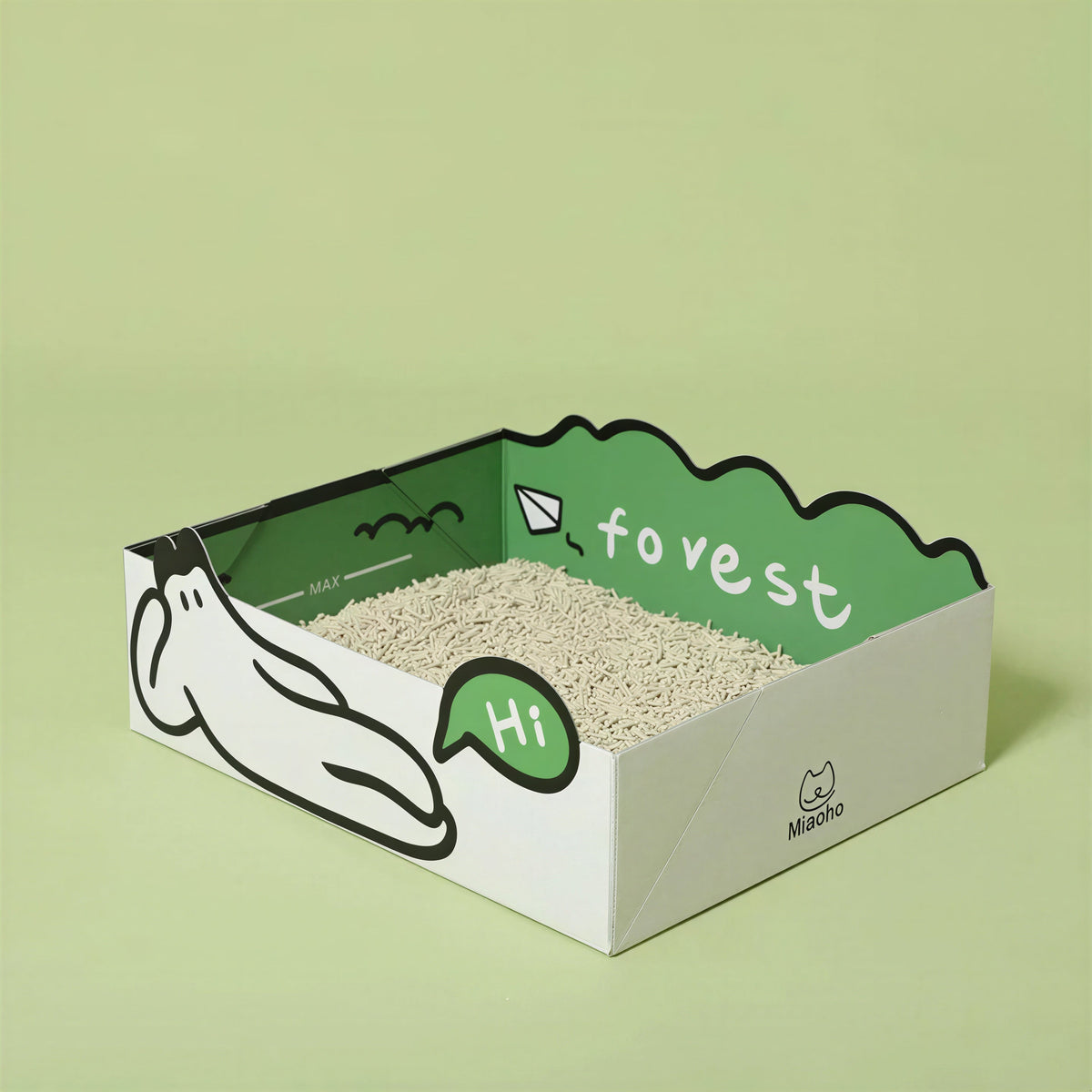 Bac à litière semi-fermé en papier ondulé pour chat Pour toi Mon chat