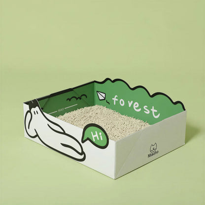 Bac à litière semi-fermé en papier ondulé pour chat Pour toi Mon chat