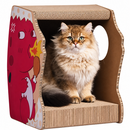Grattoir pour chat à design de dragon rouge en papier ondulé Pour toi Mon chat