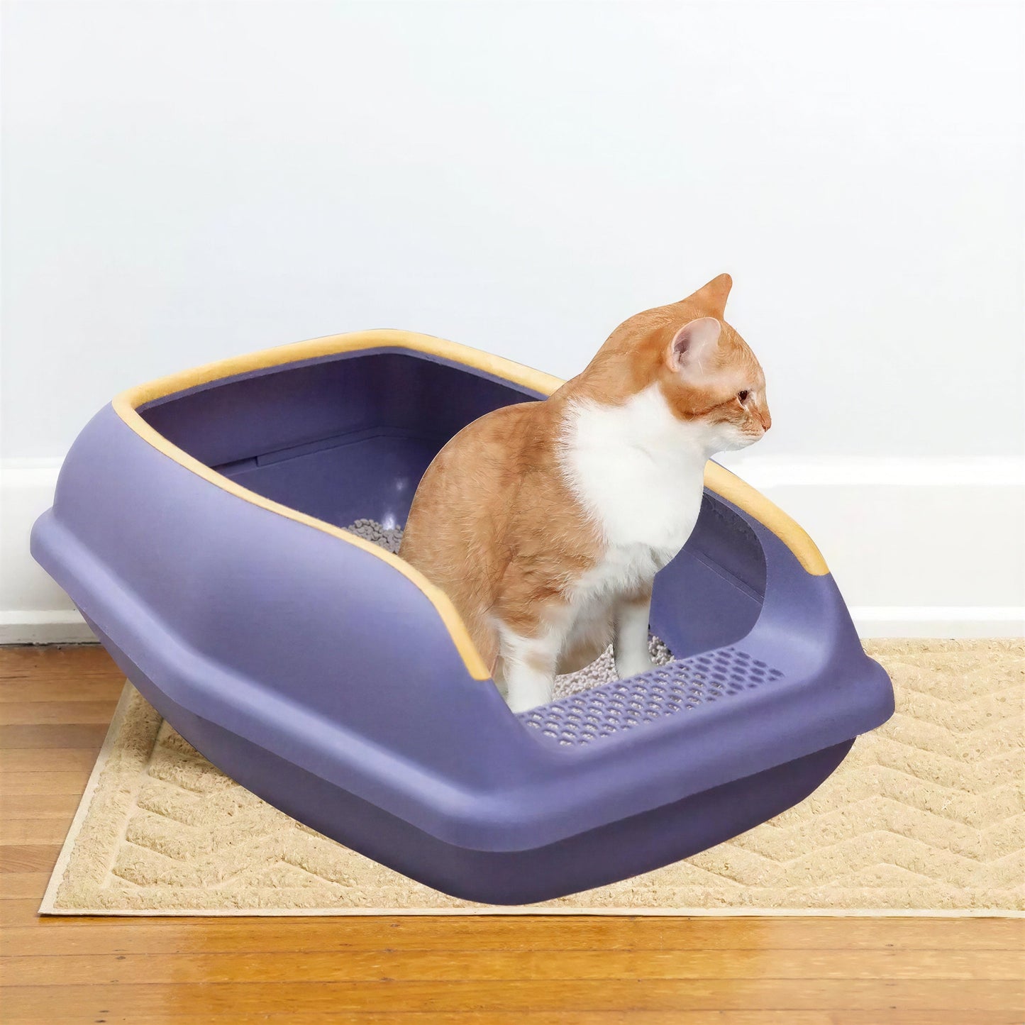 Bac à litière semi-fermé anti-éclaboussures pour chat Pour toi Mon chat